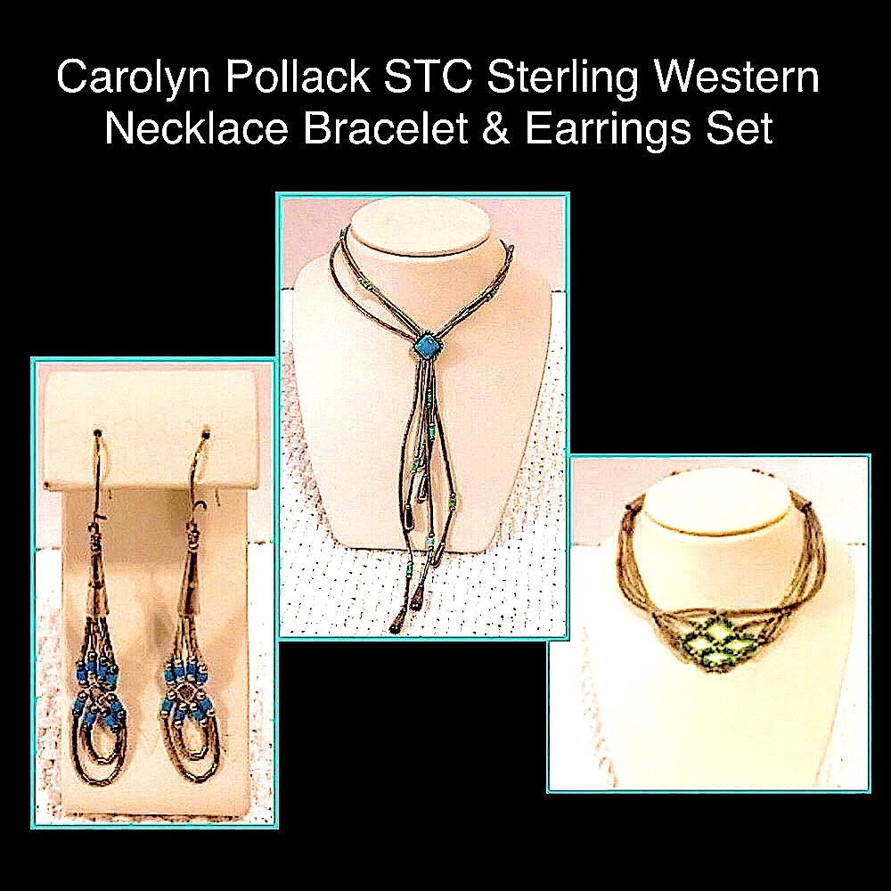 Carolyn Pollack STC Sterling Western Necklace Bracelet & Earrings Set 3 PC SET🎁